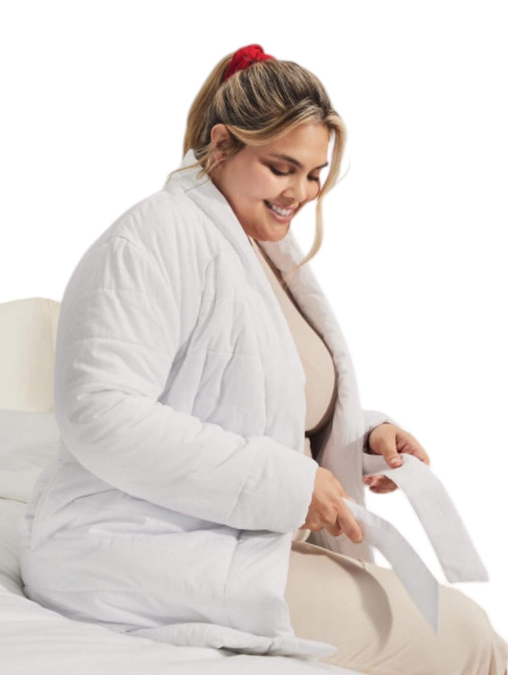 If Only Home Duvet Robe Loungewear Quilted Women One Size Cotton Cozy Soft White